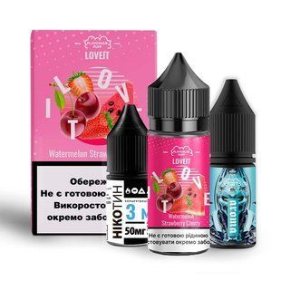 НАБІР FLAVORLAB LOVE IT WATERMELON STRAWBERRY CHERRY 30 МЛ 50МГ